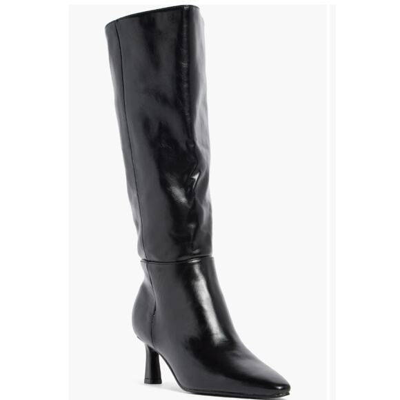 NEW Steve Madden Women Newlyn Knee High Pull On Kitten Heeled Boot Size 6M Black - Picture 1 of 5